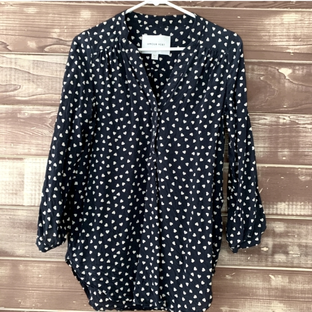 Amour Vert Silk Tiny Hearts Blouse